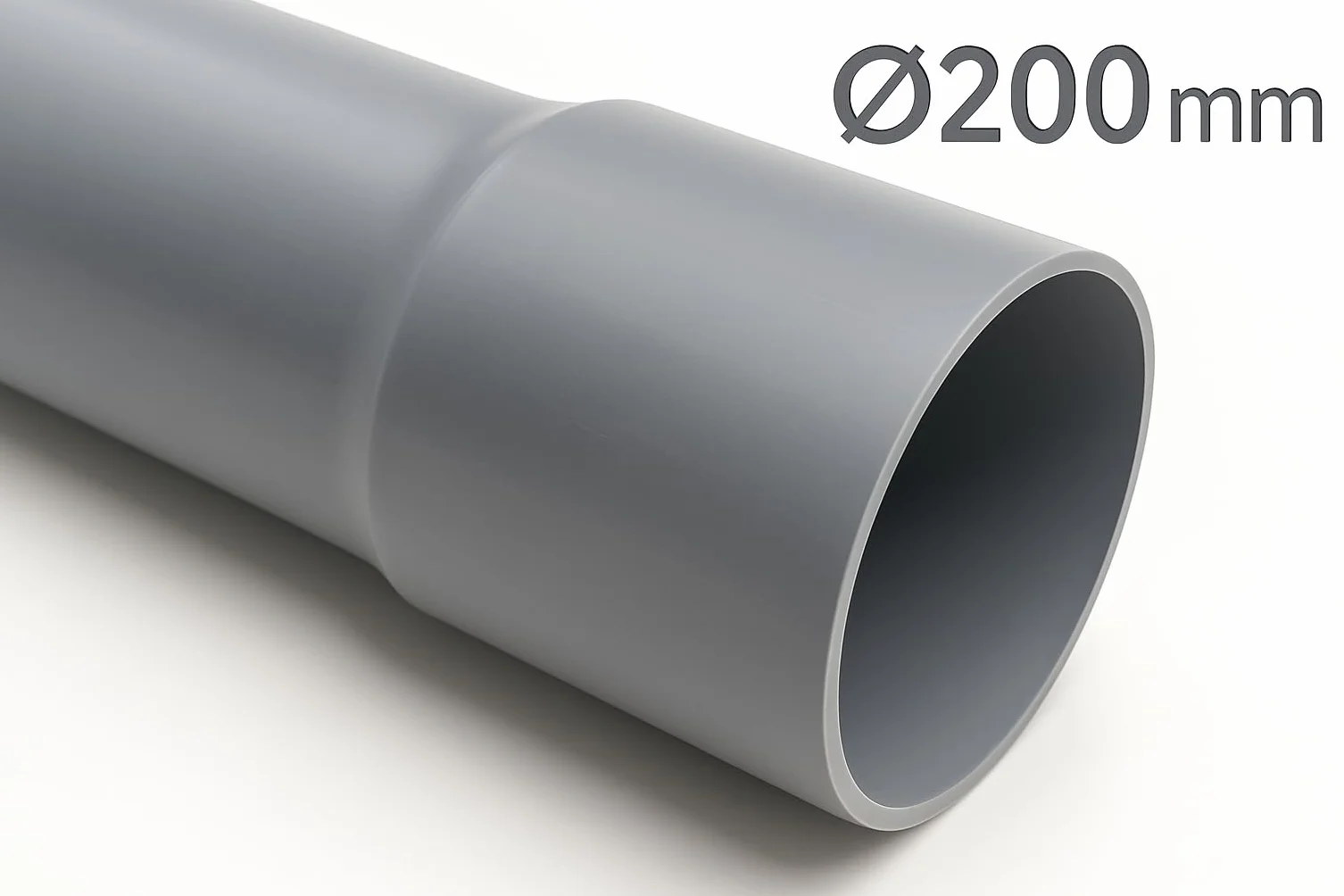 Tubo PVC Rígido 1 Metro – Desagüe, Fontanería y Evacuación de Aguas – Alta Resistencia, Impermeable y Fácil Instalación – Tramos Disponibles Ø75, Ø110, Ø125, Ø160 y Ø200 mm (Ø200 mm)