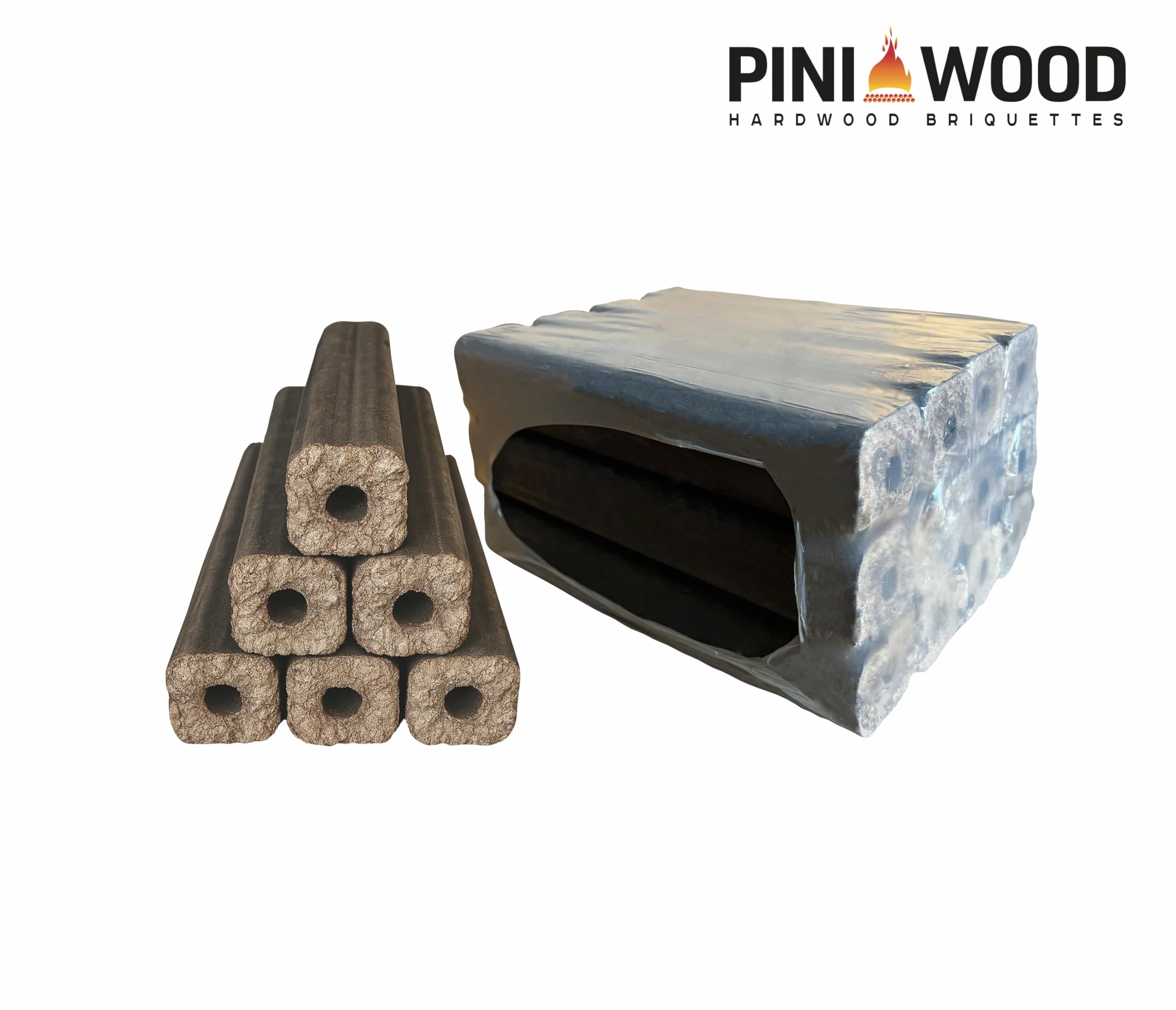 PINI Kay Briquets de roble de 23 cm de largo cuadrados con orificio de extracción 15 kg Briquets de madera dura Leña de roble para chimenea, estufa, fuego abierto, parrilla