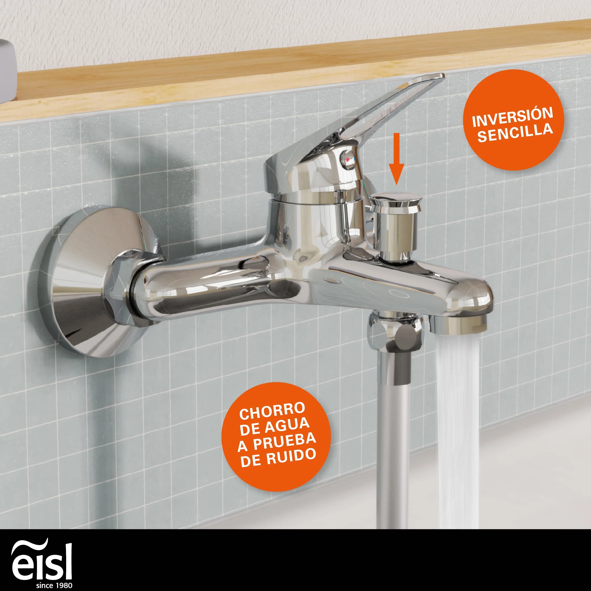 EISL NI023SCR Mezclador monomando para bañera, cromo