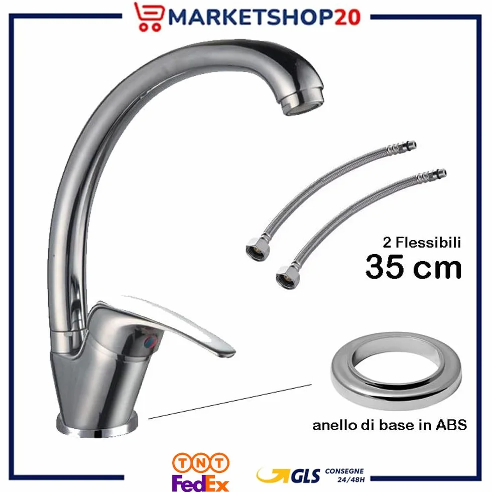 Grifo mezclador fregadero cocina cromo caño curvo con aireador kit montaje