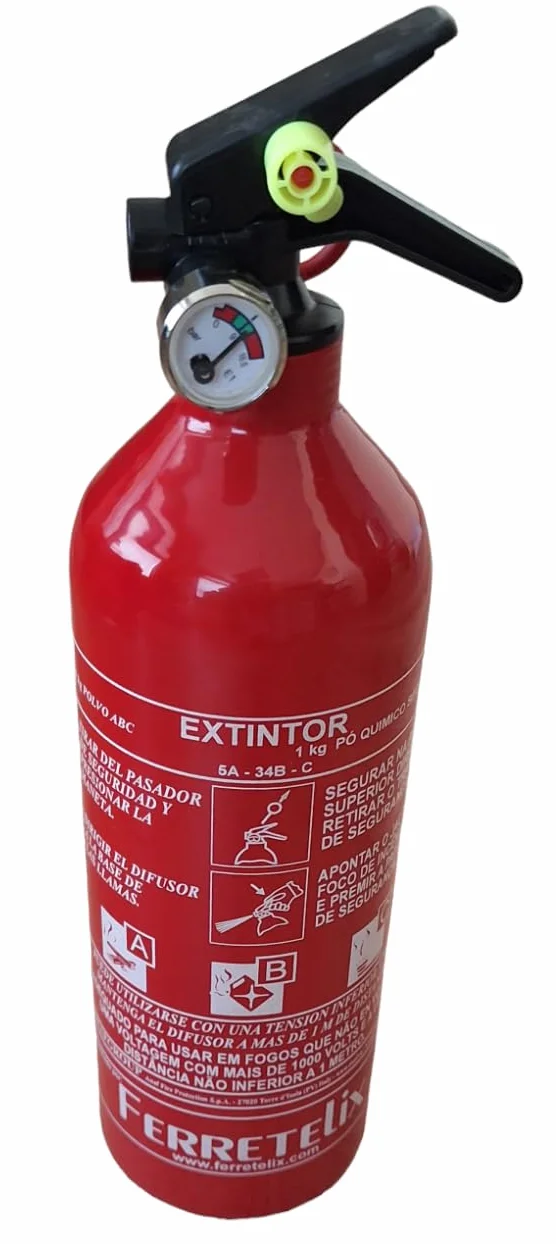 Extintores 1 kg Polvo ABC Ferretelix® Pack 2 con Soporte de Montaje Homologados