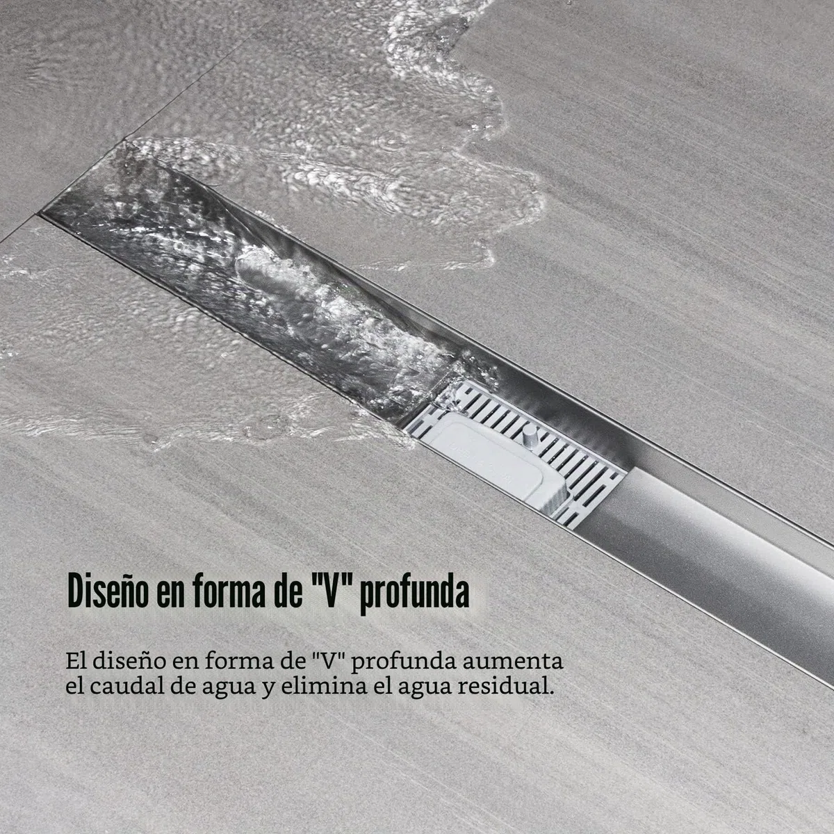 Canaleta de ducha extraplana, 40 cm, acero inoxidable, juego completo con sifón