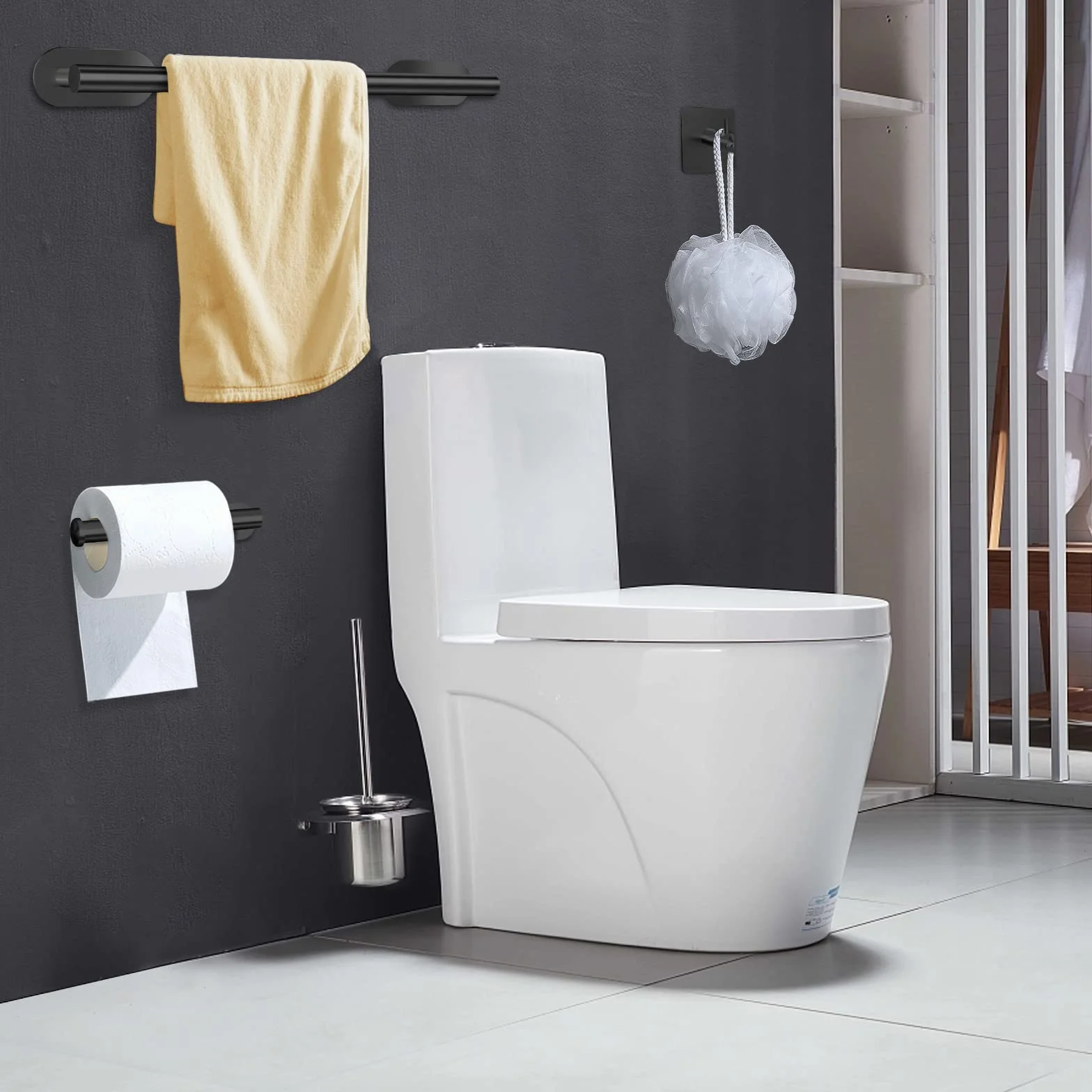 AIKER Toalleros de Baño Sin Taladro, 8 Piezas Juego de Acero Inoxidable 304 para Pared