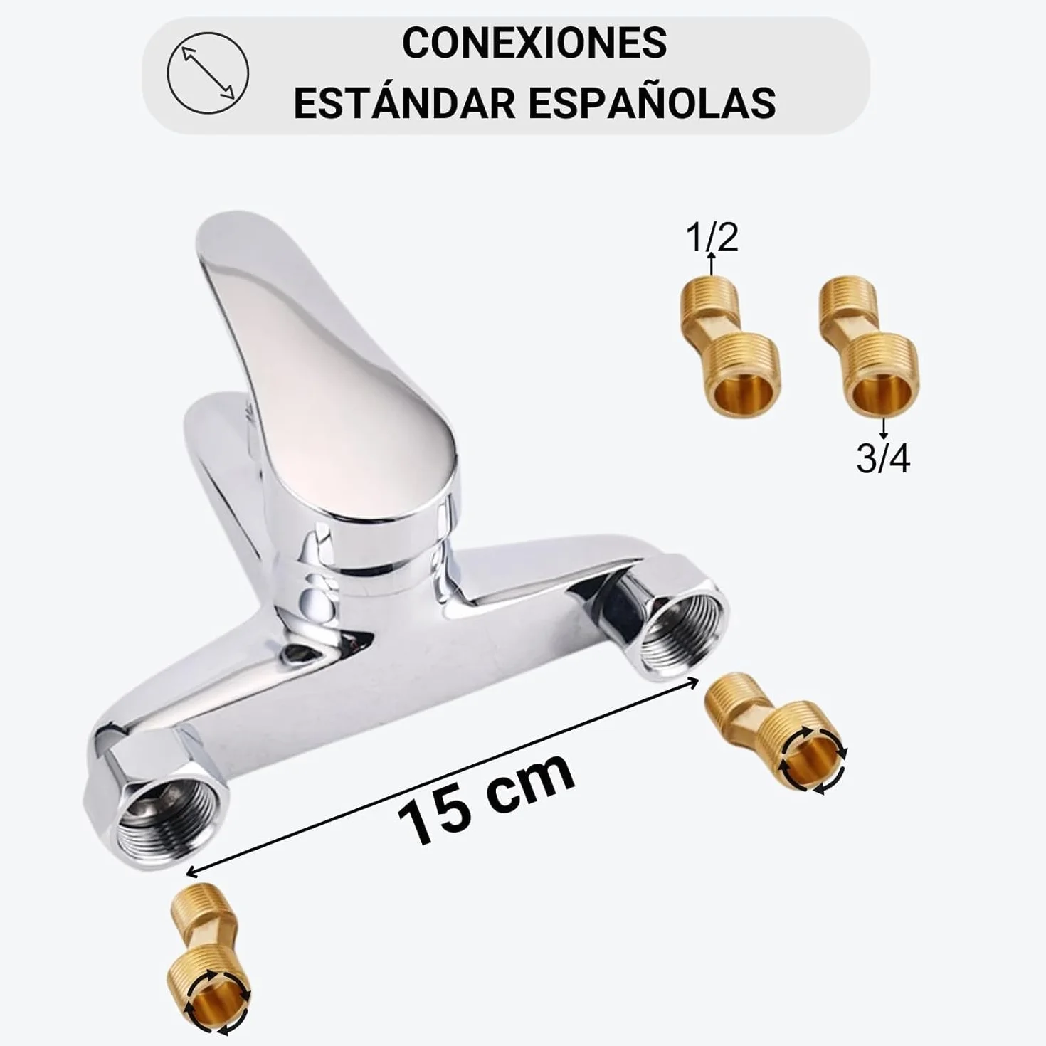 Grio de ducha - Grifo de bañera - conexiones universales - incluye componentes de montaje - montaje facil - monomando ducha - grifo bañera y ducha - grifo de ducha