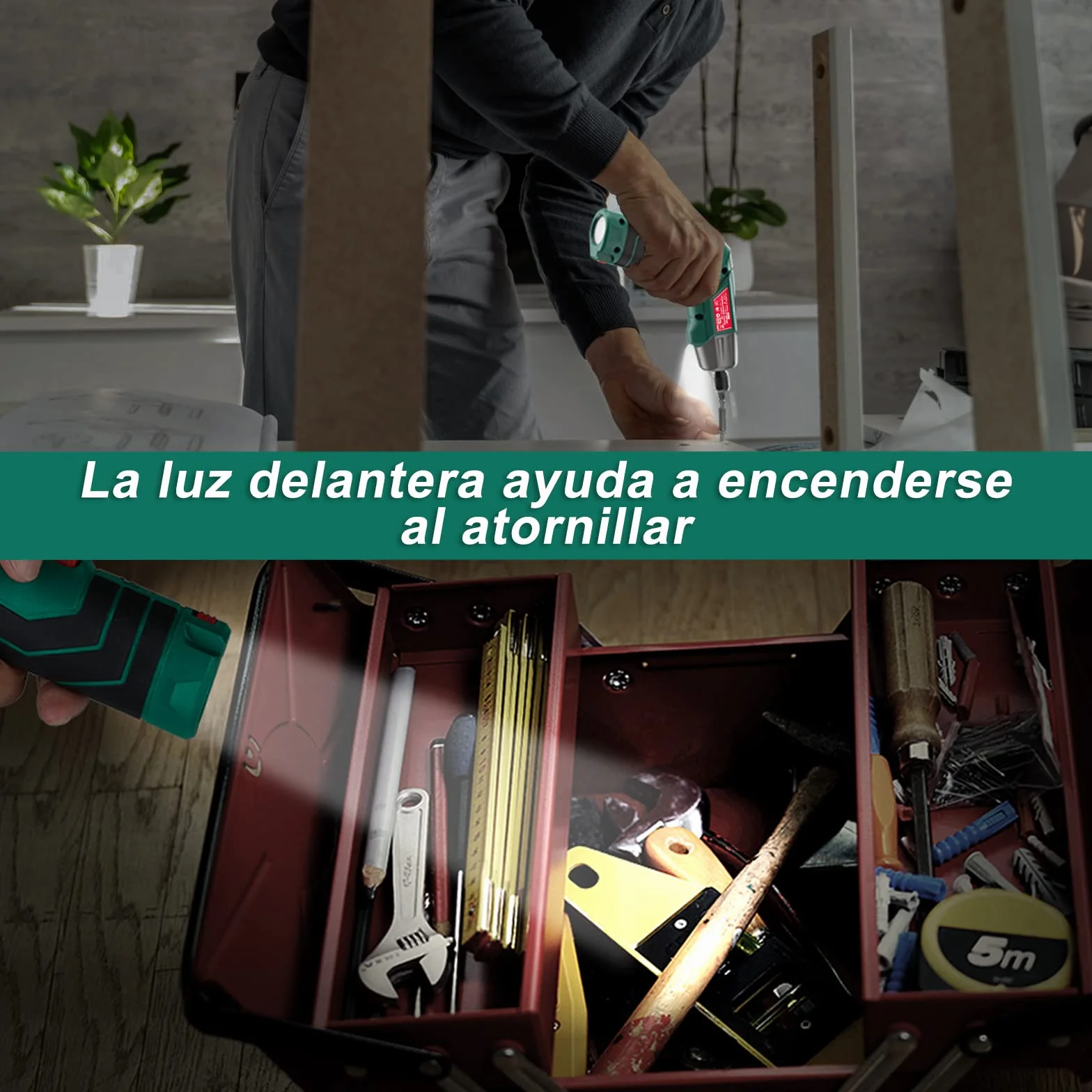 HYCHIKA Atornillador Eléctrico 6Nm, Destornillador Eléctrico (Máximo Par 6 N.m, 3.6V, 2.0Ah) LED Luz como Linterna, Cable USB, 35 Accesorios, Estuche portátil, Para Reparaciones en El Hogar