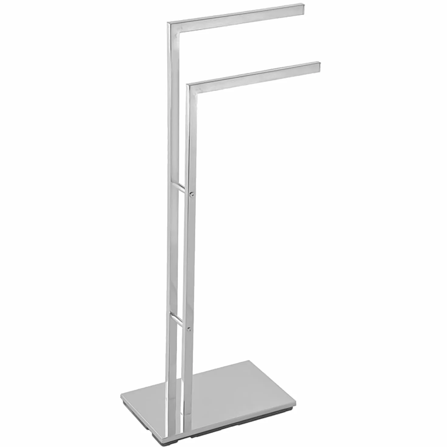Toallero de Pie Moderno Cromado con Base Antideslizante 2 Barras 37.5 x 20 x 85 cm