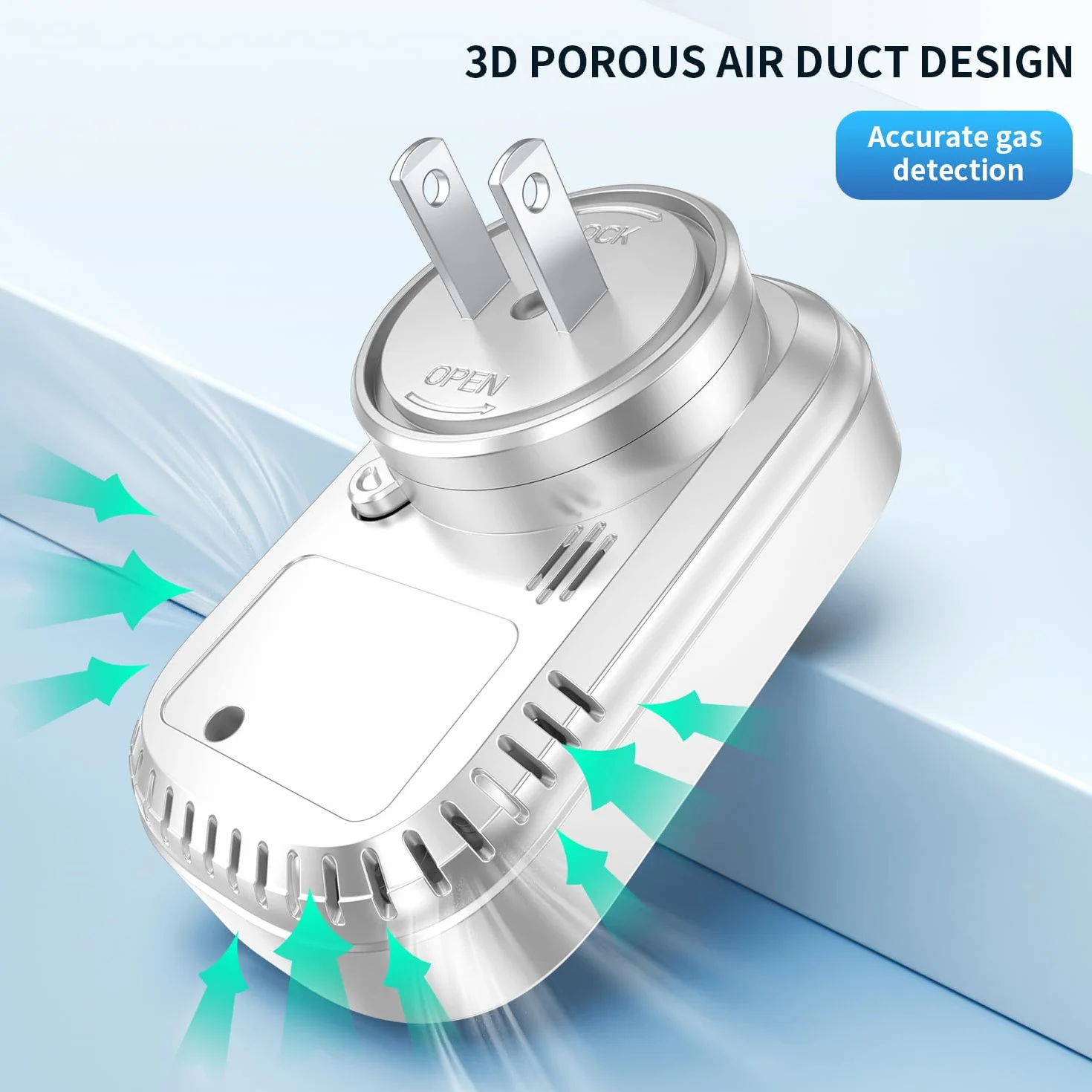 Detector de Gas y Monóxido de Carbono con Enchufe para Hogar, Alarma de CO para Casa, Detector de Gas Combustible para Gas Natural LPG Metano Propano Butano, Blanco, HD08-G-VN1