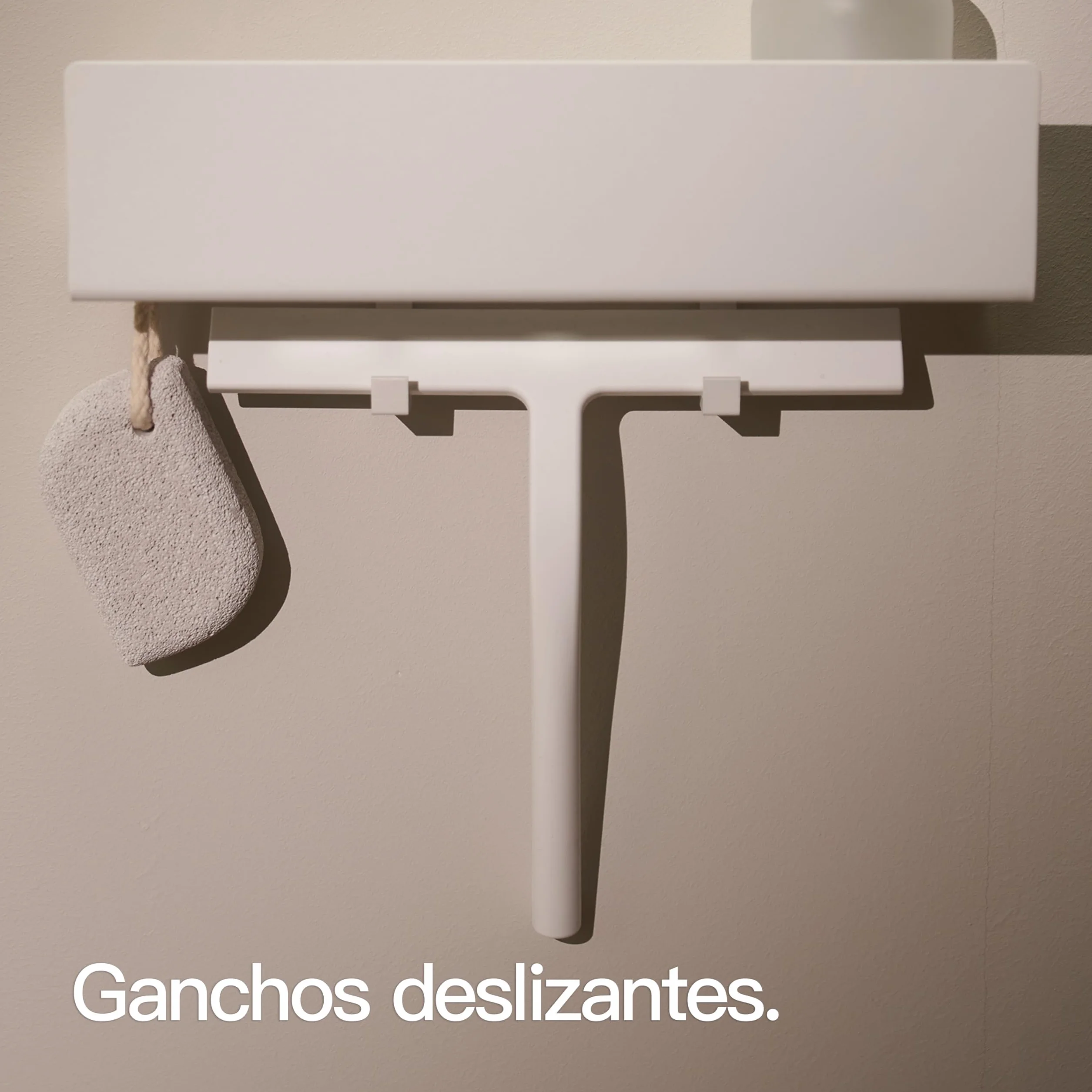 Hamburgo Estantería Ducha sin Taladro 30 cm Blanco Mate con 2 Ganchos