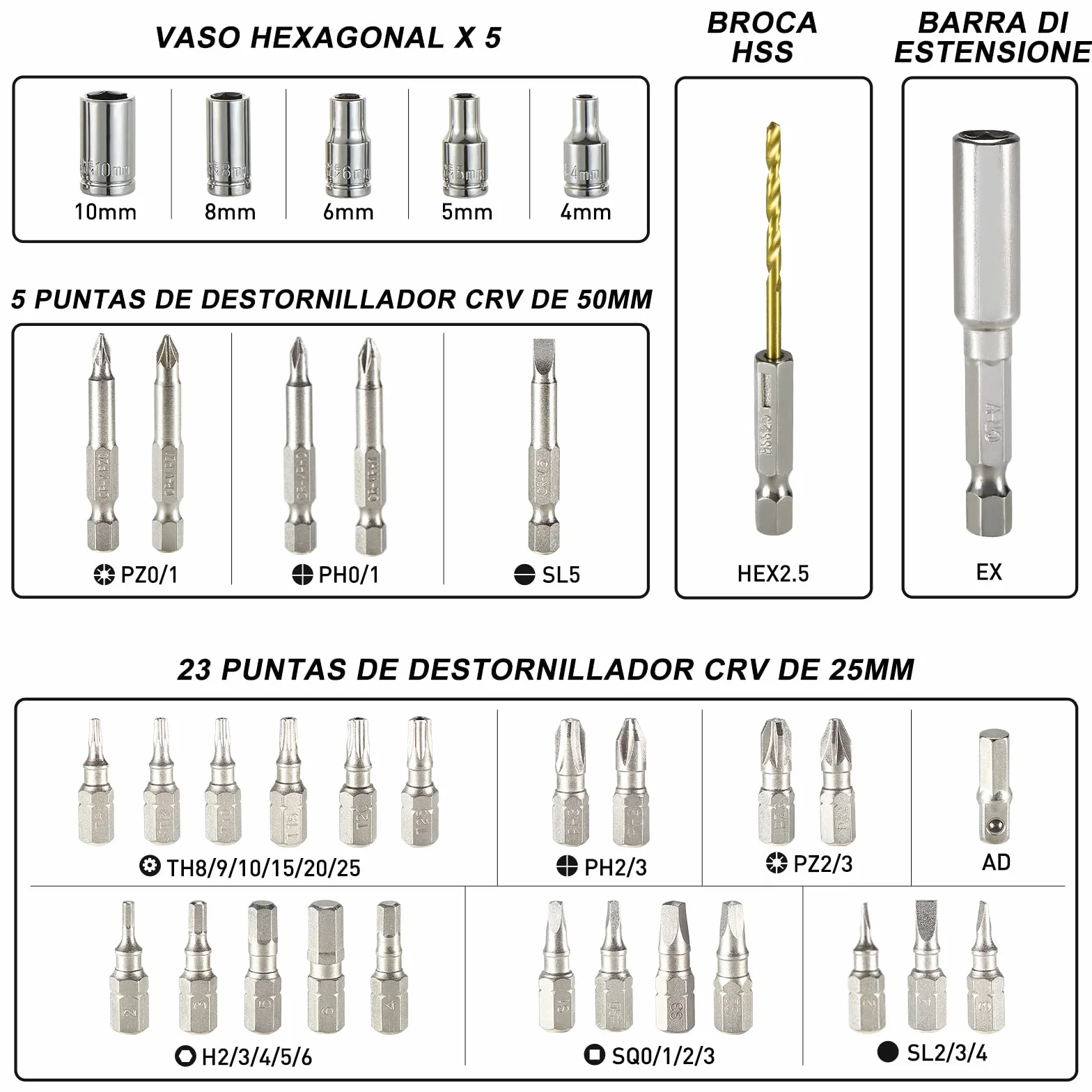 HYCHIKA Atornillador Eléctrico 6Nm, Destornillador Eléctrico (Máximo Par 6 N.m, 3.6V, 2.0Ah) LED Luz como Linterna, Cable USB, 35 Accesorios, Estuche portátil, Para Reparaciones en El Hogar