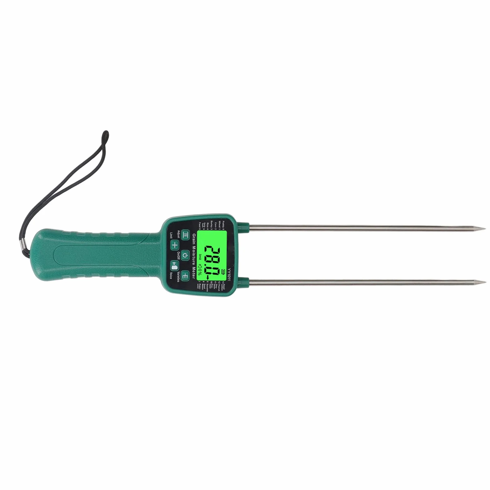 Medidor de Humedad de Granos, Pantalla LCD Clara Medidor de Humedad de Granos Portátil con Transmisión de Voz, Medidor Digital de Humedad de Fibra de Heno para Cereal Maíz Soja