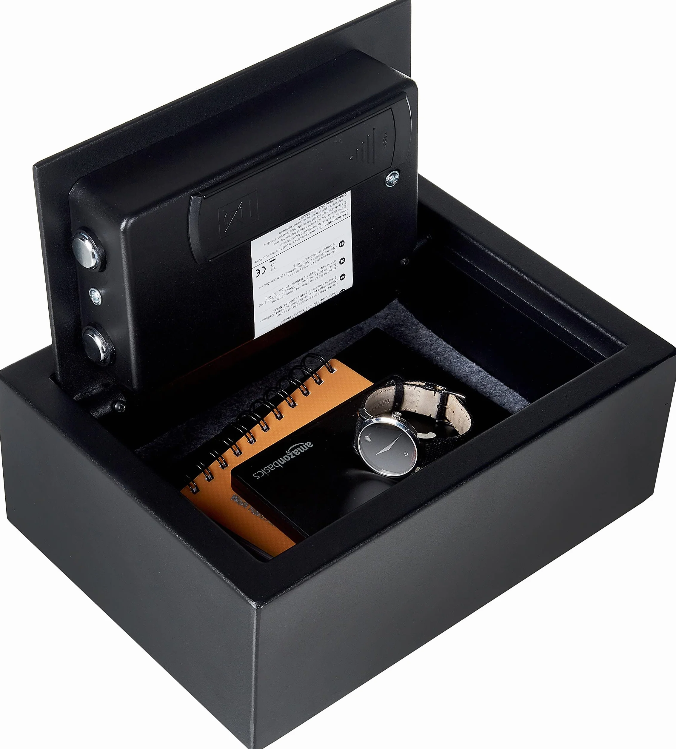 Amazon Basics Caja fuerte de escritorio pequeña con teclado electrónico Negro 30 x 22 x 11 cm