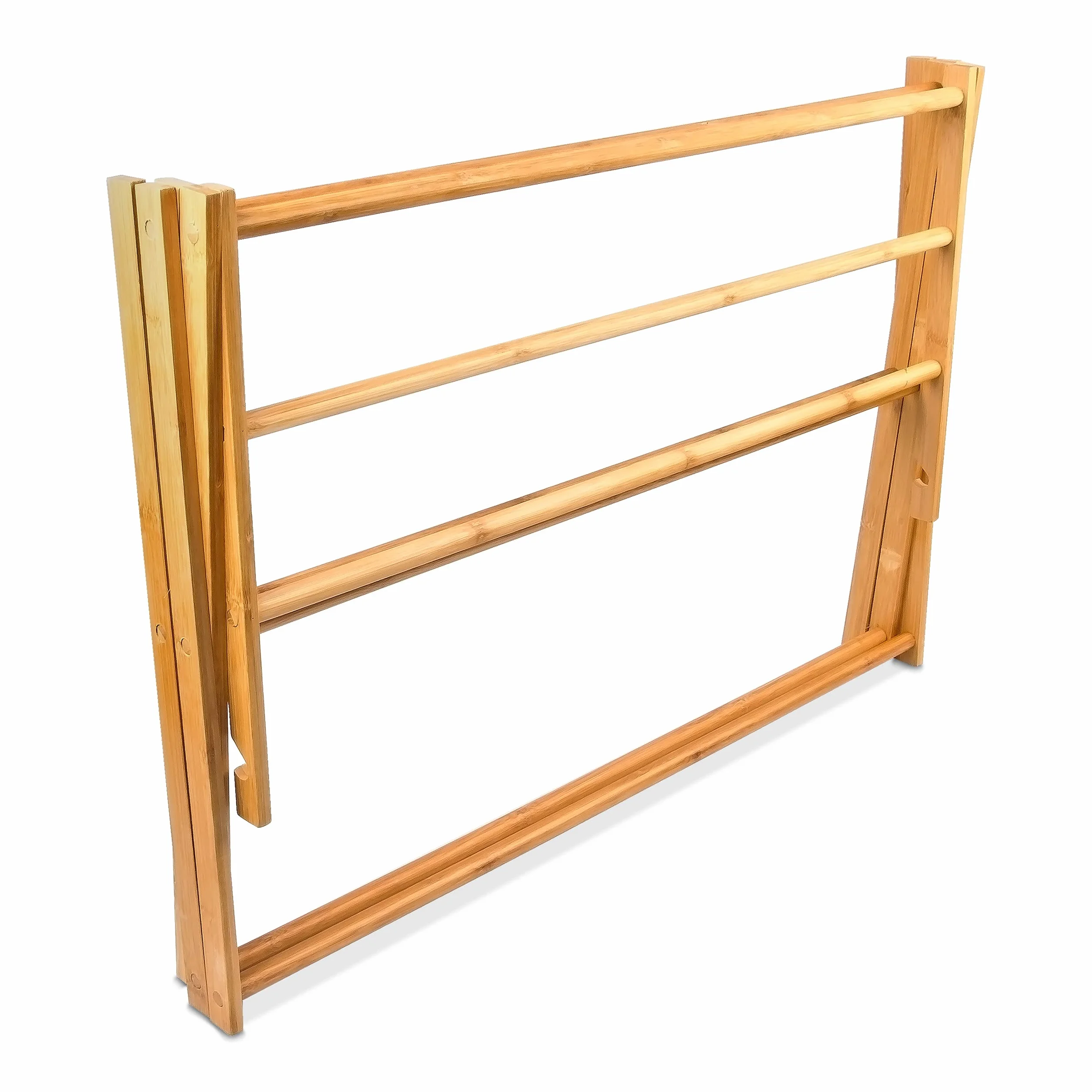 Relaxdays Toallero de Pie Bambú Plegable 73x74x36 cm 8 Barras Madera Baño Marrón Natural