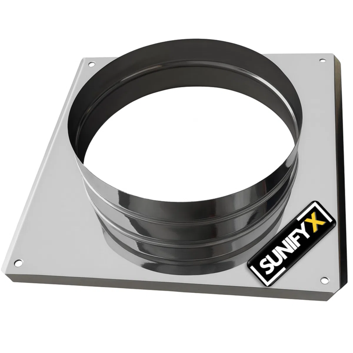 Placa base de acero inoxidable SUNIFY para chimenea y tubo de humos, placa para tubo de humos, placa adecuada para campana de chimenea (DN 150–300mm) (30x30x200mm)