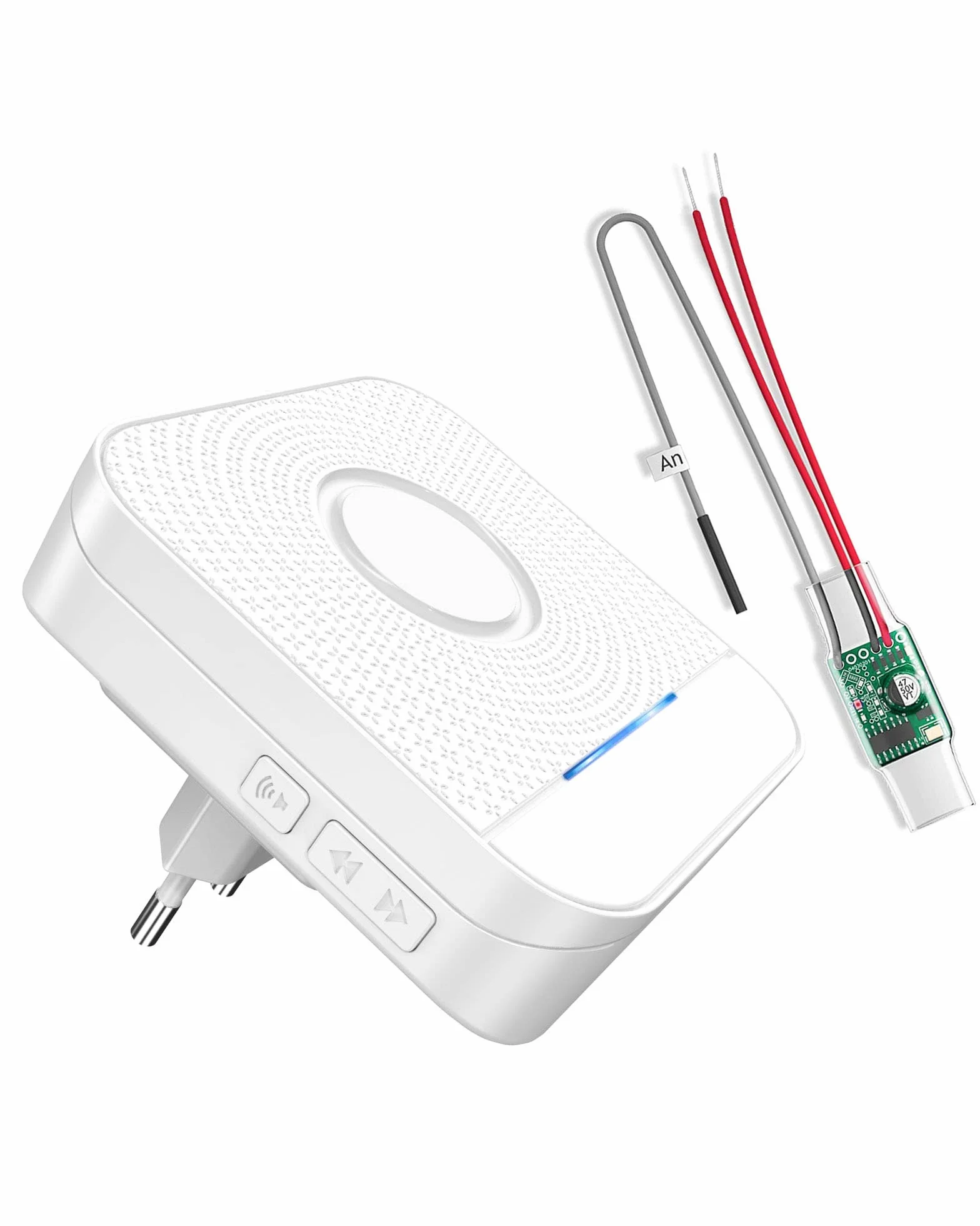BITIWEND Transmisión de señales de Radio Kit de ampliación de Radio Timbre y Campana 1 Convertidor 3-24 V CA/CC + 1 Receptor para Sistemas de Timbre de Corriente Continua/Alterna Existentes