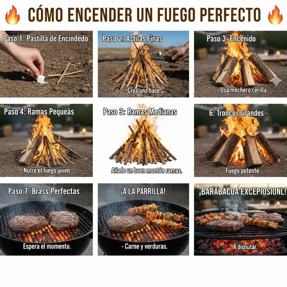Kit Leña Premium 10kg para Chimenea, Barbacoa y Horno de Pizza | Troncos seleccionados, Astillas de Frutal y Guantes de Cuero de Calidad
