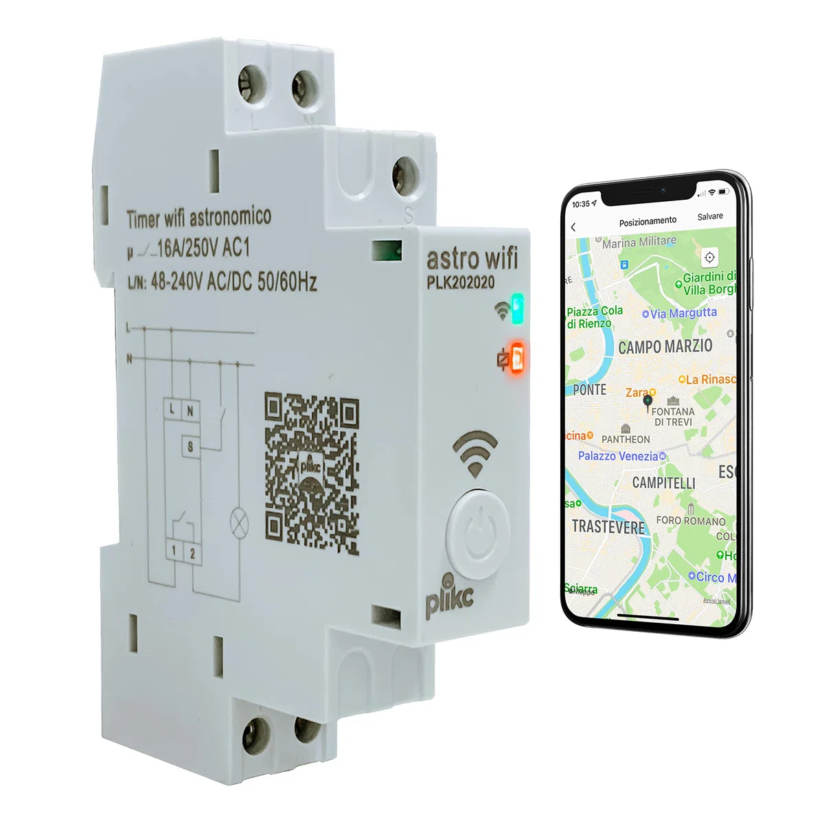 Interruptor horario astronómico - Diario/semanal - multifunción WiFi 48-230Vac - plikc Astro WiFi