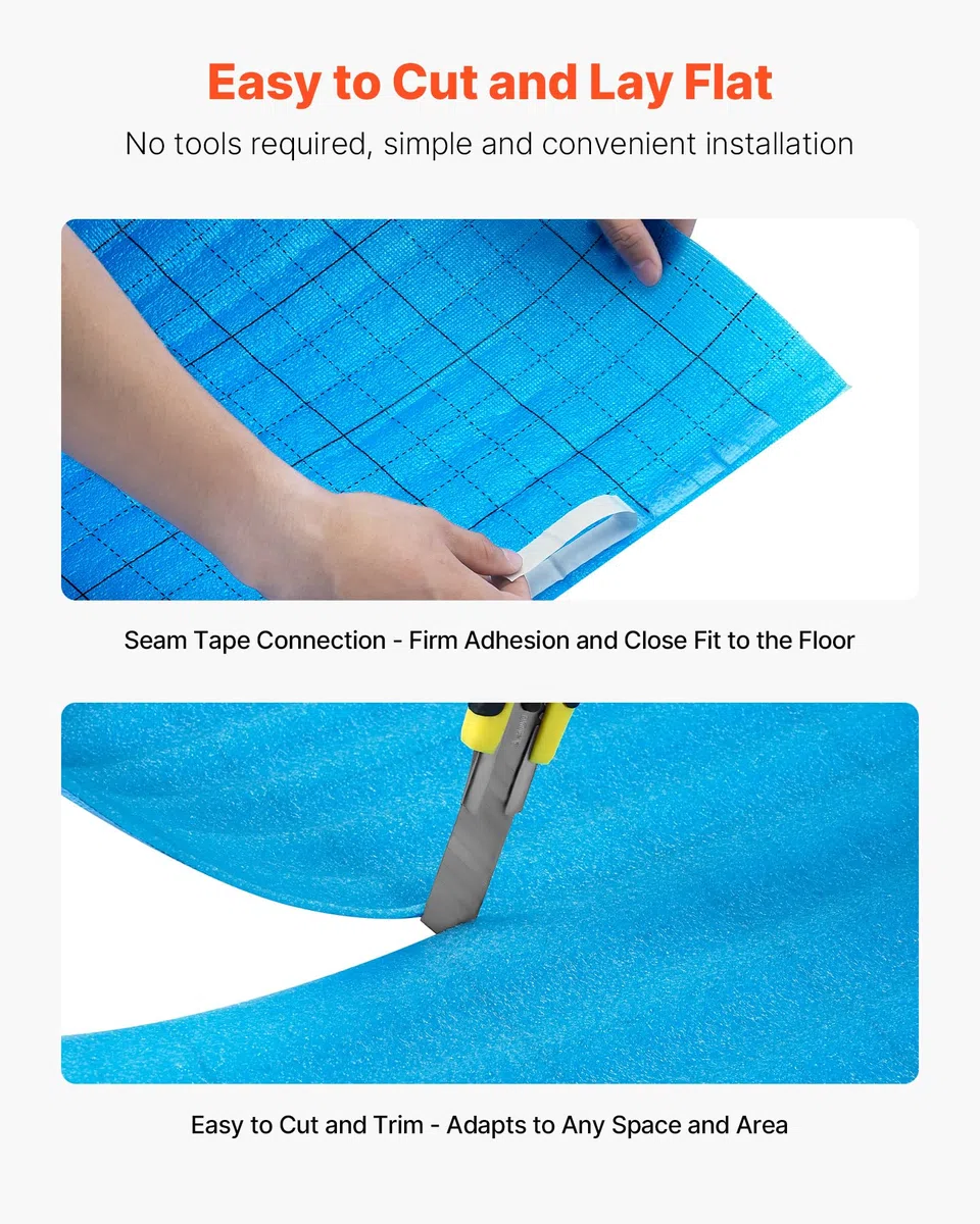 VEVOR Base para Suelo 18,6 m²/Rollo, 3 en 1, con Cinta y Barrera de Vapor, Espuma EPE Resistente con PE Azul, Insonorizante y Reductor de Ruido, Ideal para Madera Laminada, 16900 x 1100 x 3 mm
