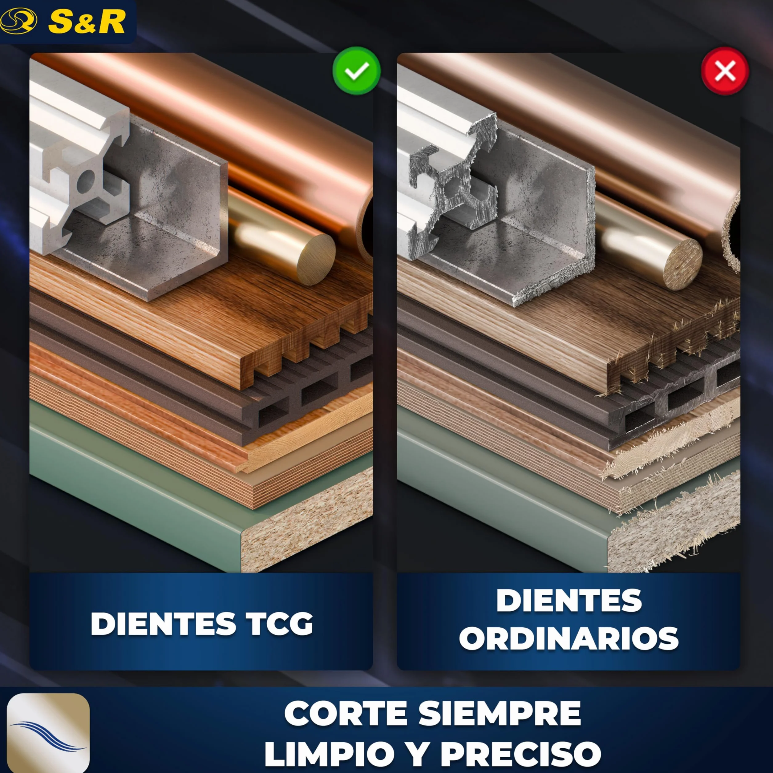 S&R Disco de corte 254 Madera y Metales - 96 Dientes/Hoja de sierra circular. calidad profesional