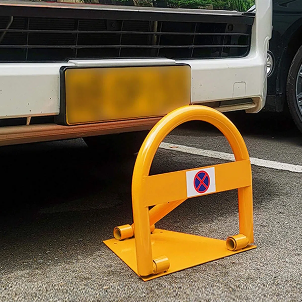 TOPWAY Barrera de Parking de Coche con Cerradura, Barrera de Seguridad para el Parking, Bloqueador de Barreras de Aparcamiento Plegable para Aparcamiento de Carril Seguro