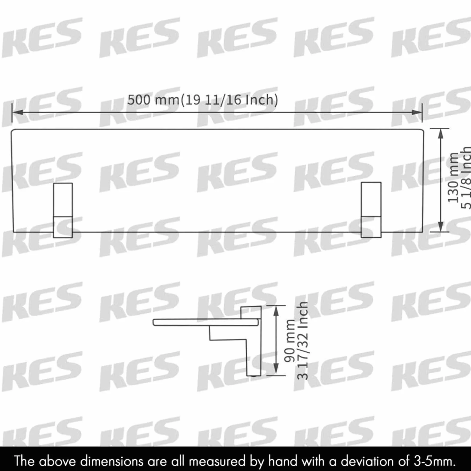 KES Estante Baño Cristal 50cm Baldas de Cristal Estanteria Baño Vidrio Templado 8MM con Soporte de Cromo Pulido, BGS3201