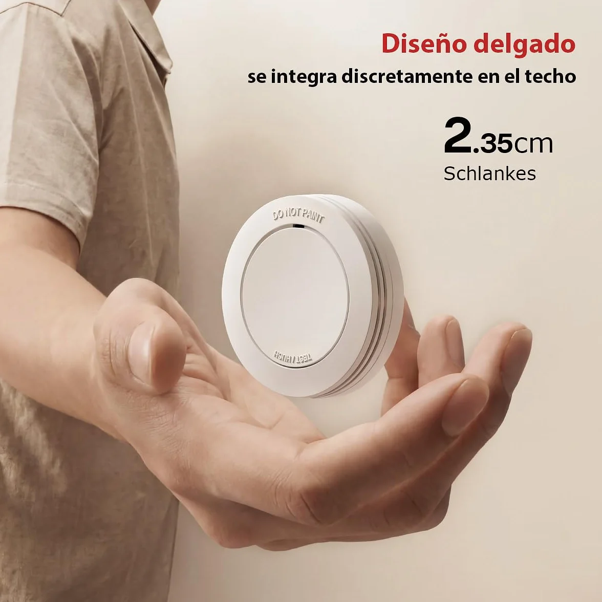 Safeliveo Detector de Humo,Alarma de Incendio autónoma, batería de 10 años, sin LED Intermitente, función de Silencio, 85 dB, con Almohadillas Adhesivas, Conforme a EN 14604, 3 Piezas