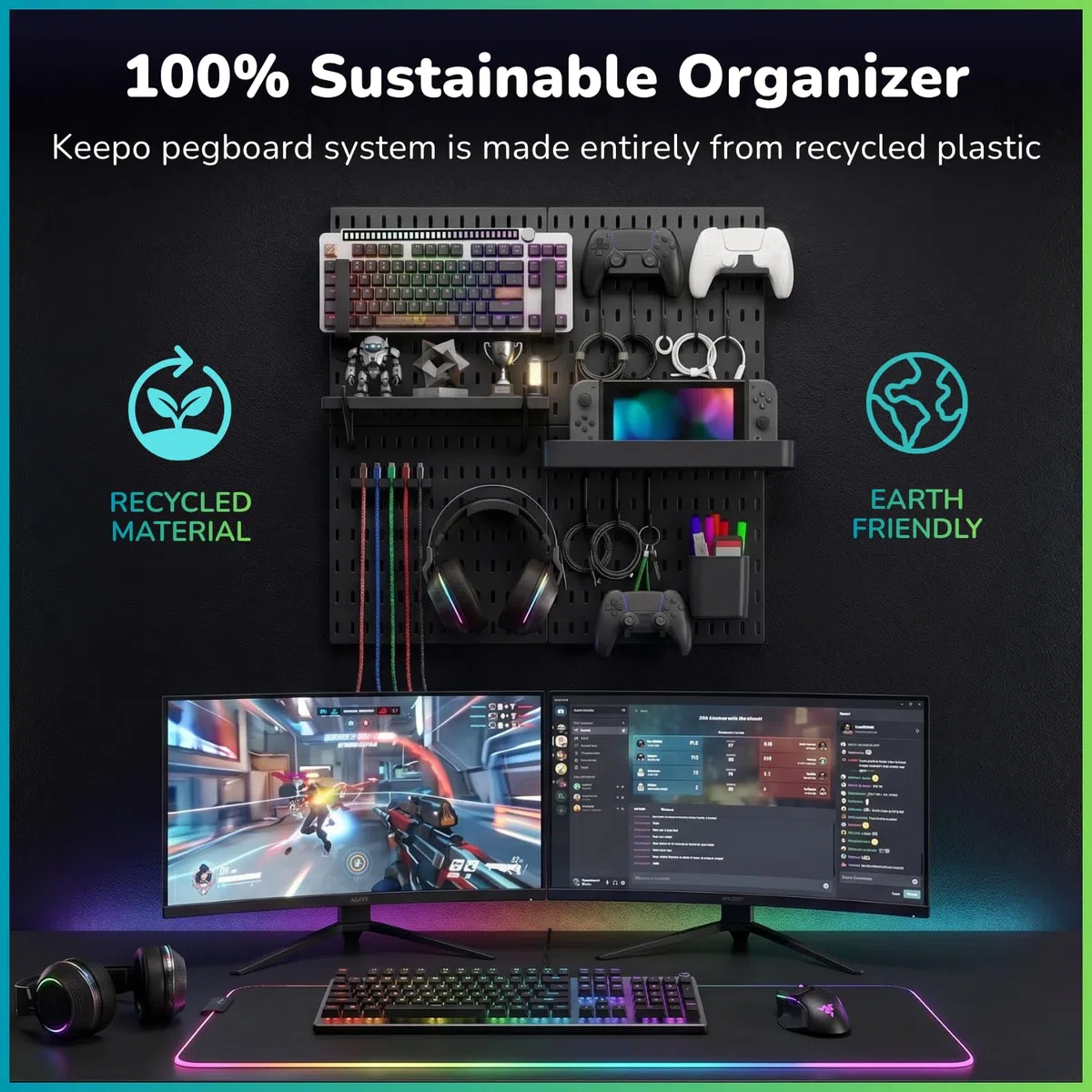 Keepo Kit de Tablero de Clavijas Modular y Accesorios para Juegos - Organizador y Estación de Configuración