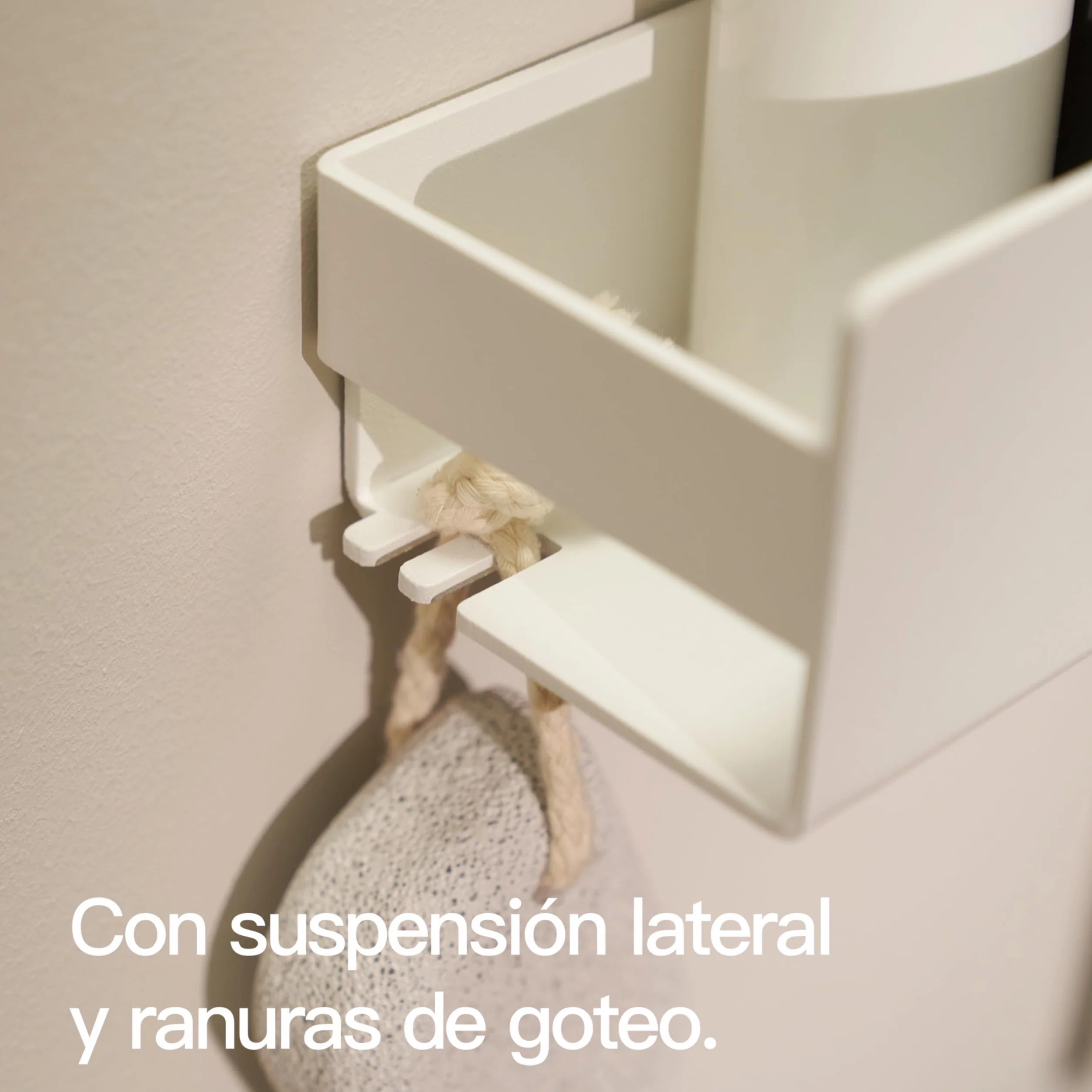 Hamburgo Estantería Ducha sin Taladro 30 cm Blanco Mate con 2 Ganchos