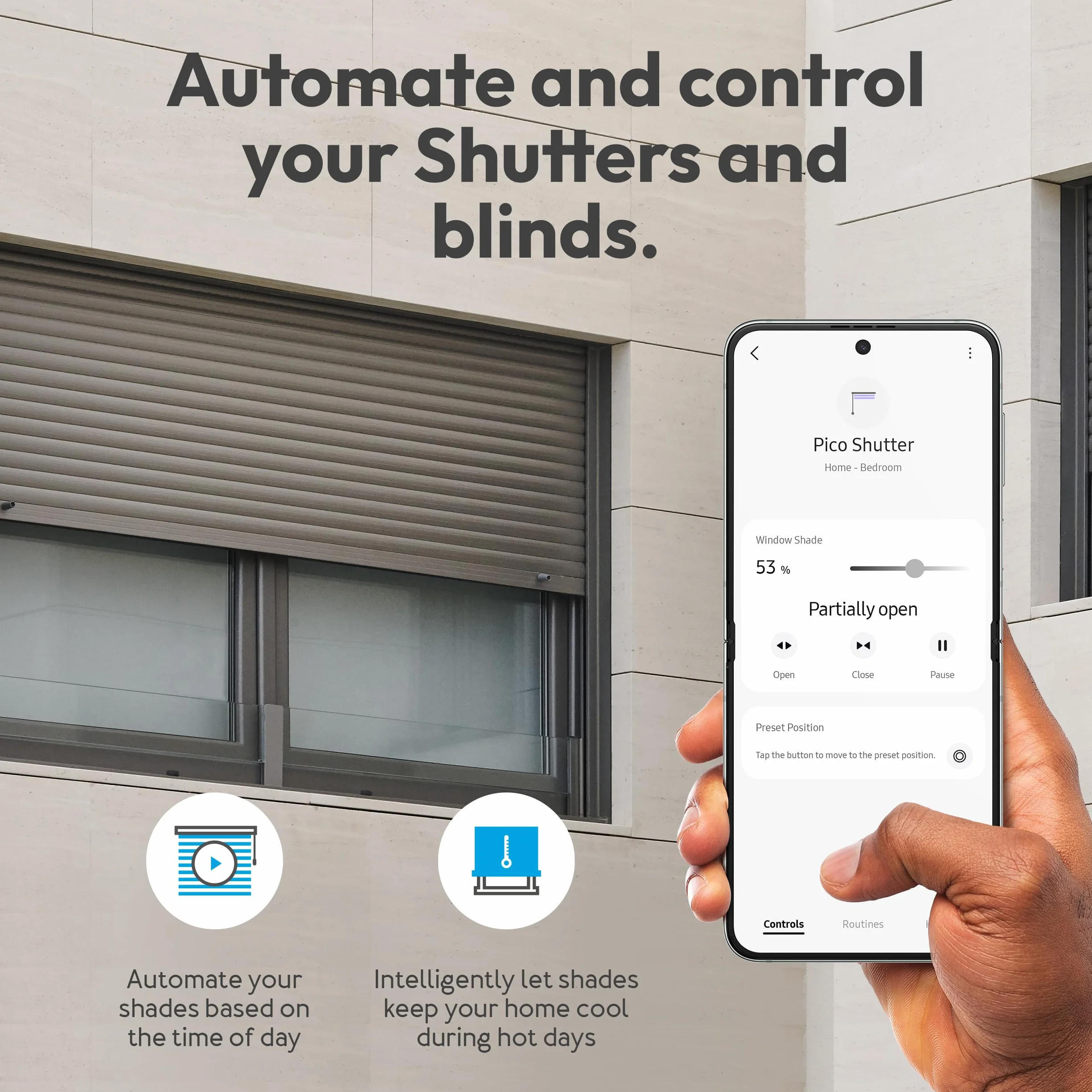 AEOTEC Pico Shutter - Control inteligente de persianas, persianas romanas, toldos o puertas de garaje, Zigbee, HomeAssistant, control de escenas, repetidor, hub, works-with-SmartThings, Homey, Alexa