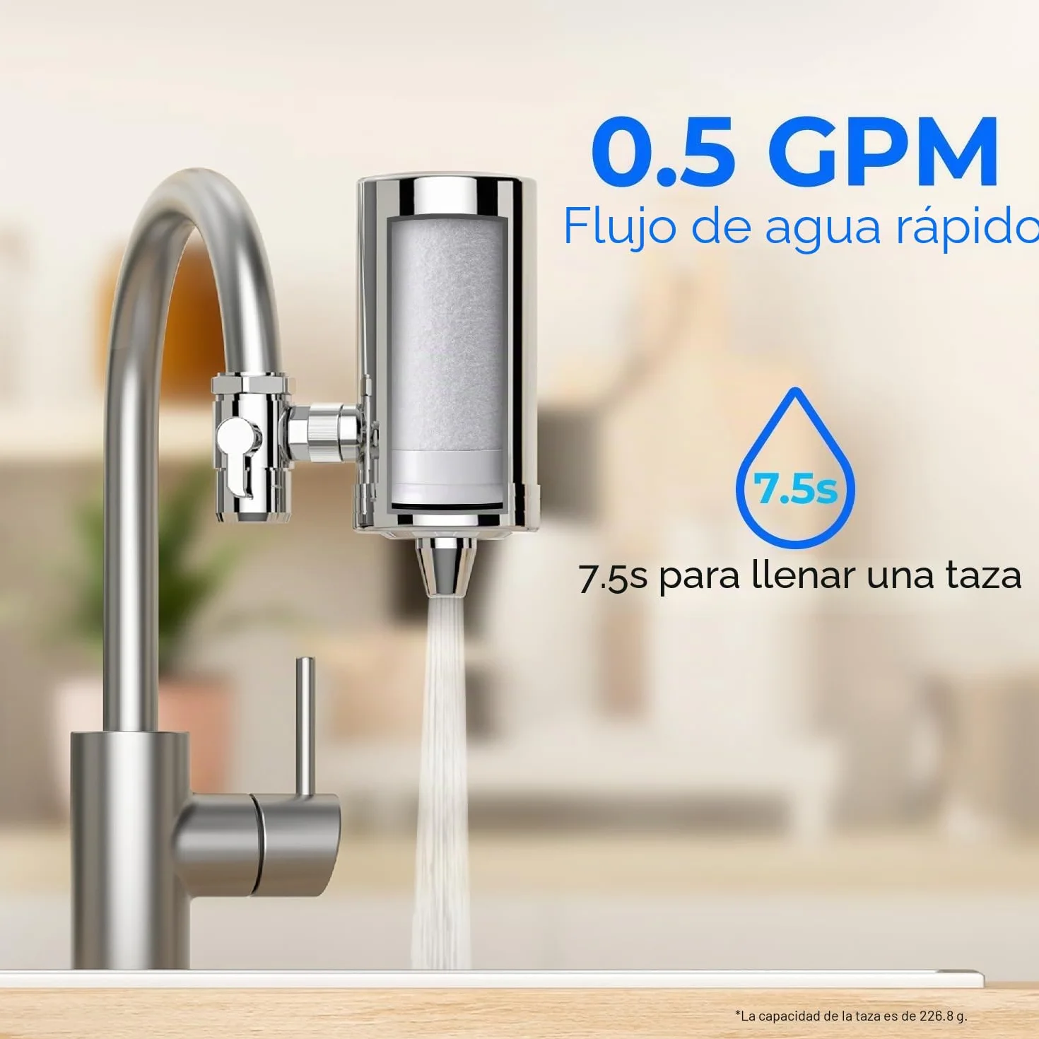 Waterdrop WD-FF-03A Filtro de Carbón de Repuesto para Grifo WD-FC-06, Reduce Cloro y Mal Sabor, Paquete de 3
