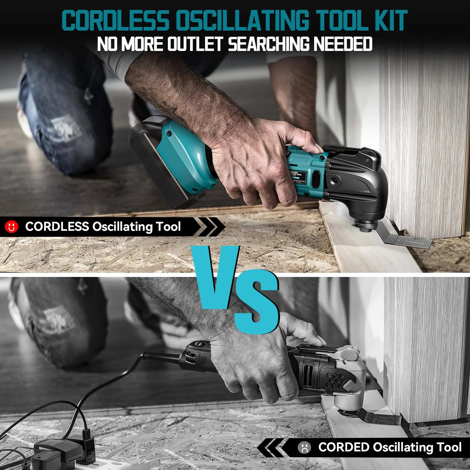 LIVOWALNY Multiherramienta Oscilante Compatible con Makita 18V, 6 Velocidades, Motor Sin Escobillas, Empuñadura Auxiliar, para Quitar, Raspar y Cortar, con 23 Accesorios, (Solo Herramientas)-Azul
