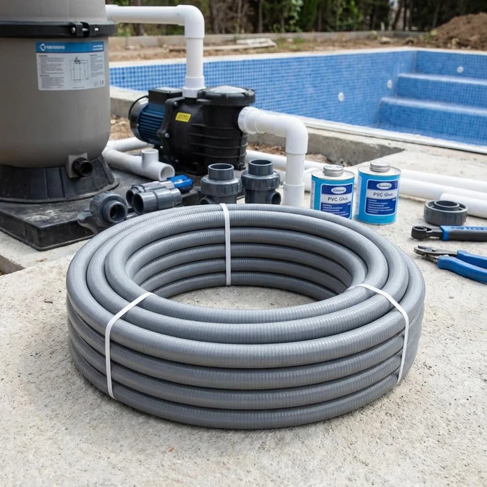 Suinga Tubería PVC Flexible hidrotubo Gris (40mm, 5 metros)