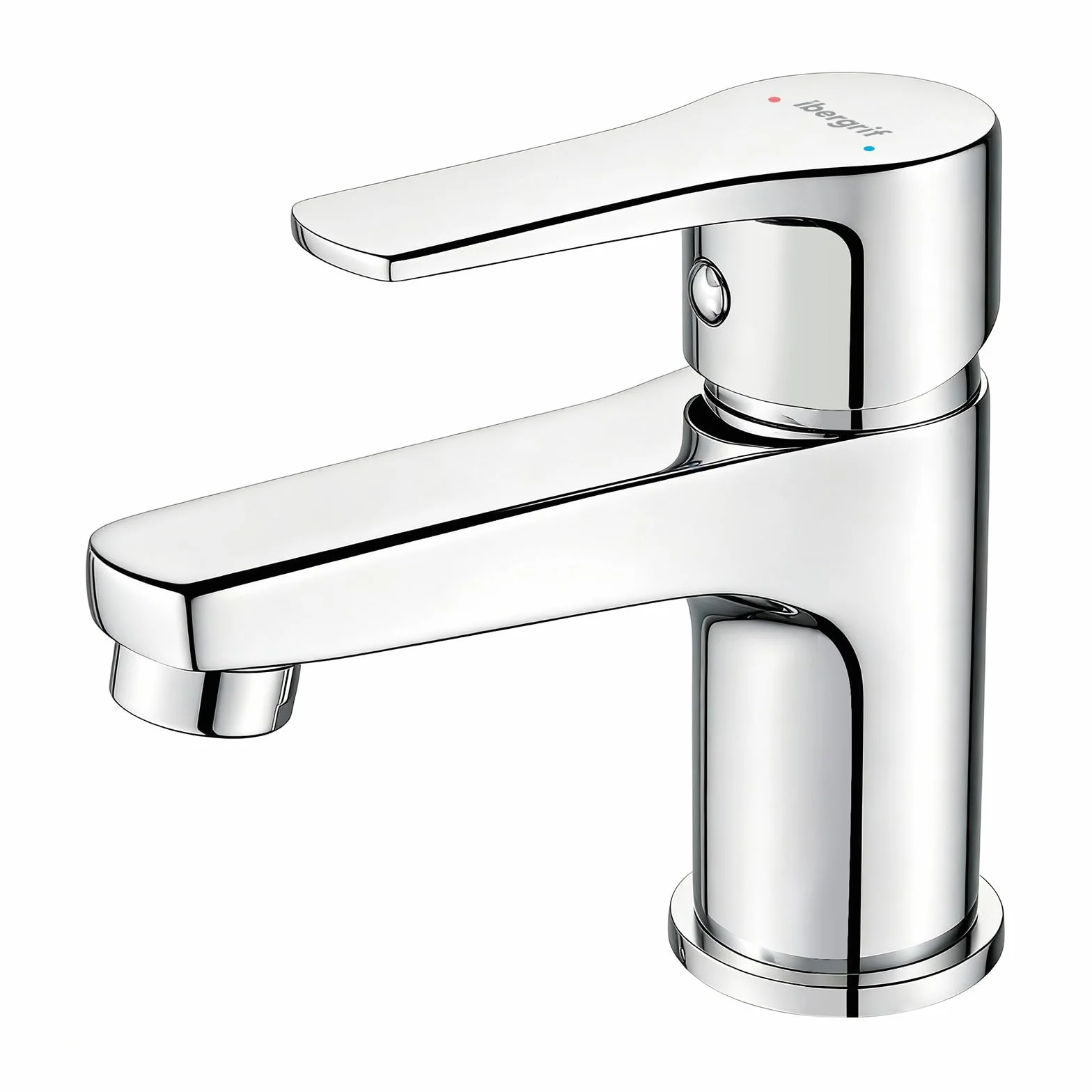 Ibergrif M11057 Grifo de Lavabo Pequeño, Monomando para Aseo y Camper, Mezclador de Baño Bajo (Altura 65 mm), Latón Cromado, Ahorro de Agua, Conexión G3/8″, Plata