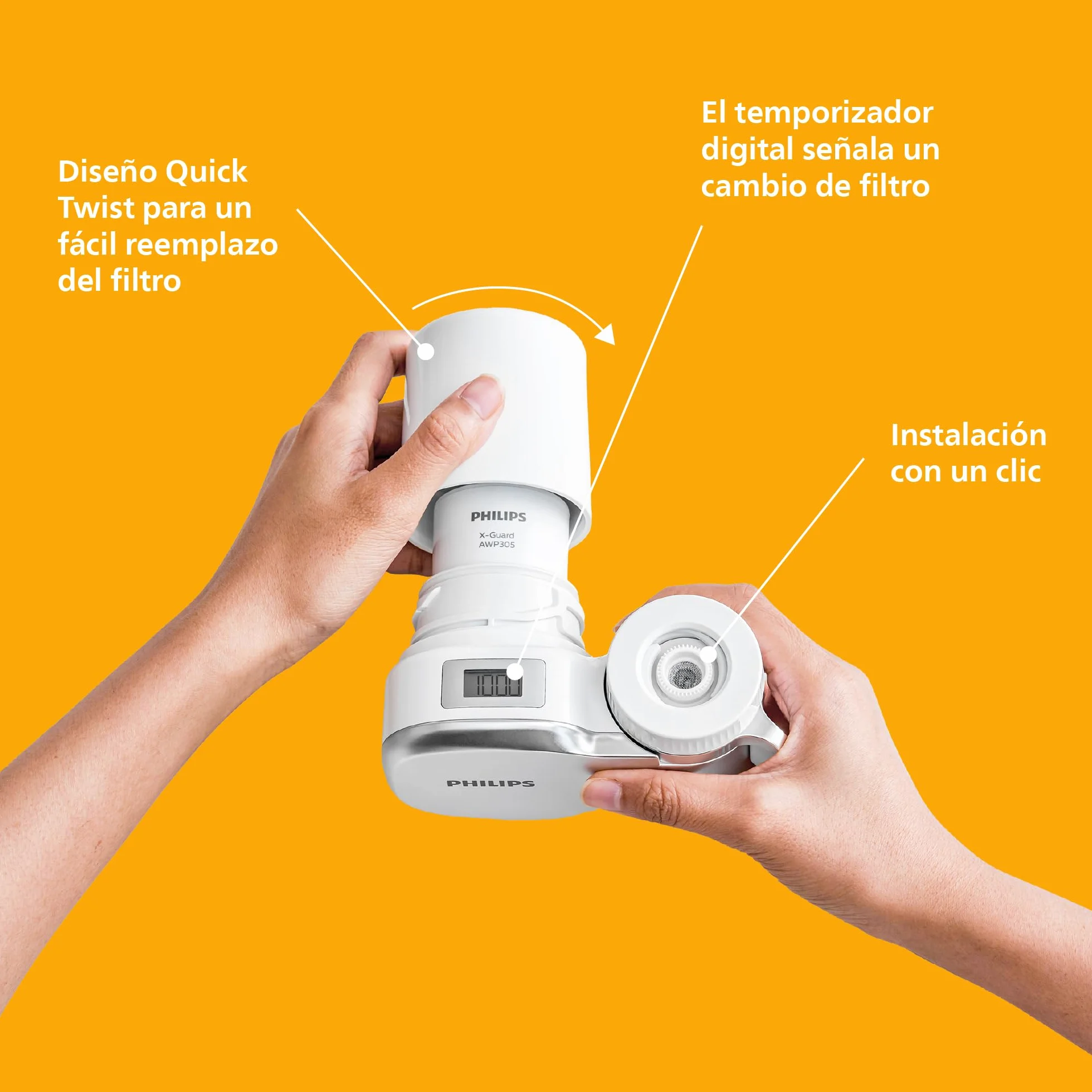Philips Filtro de agua Ontap MICROFILTRACIÓN PANTALLA DIGITAL 3 cartuchos repuesto capacidad filtración 1000 L