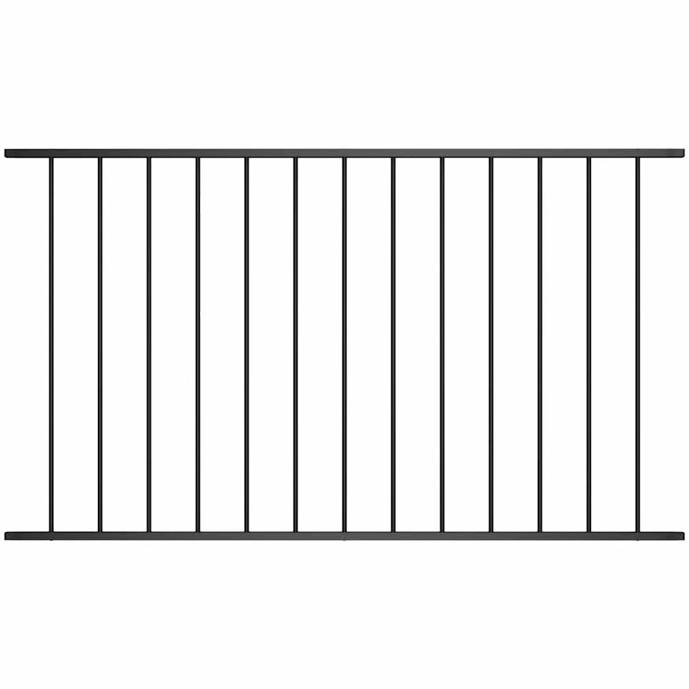 vidaXL Panel de Valla con Postes Cerca Cercado con Palos Vallado Pario Exterior Acero con Recubrimiento en Polvo Negro 1,7x1,25 m