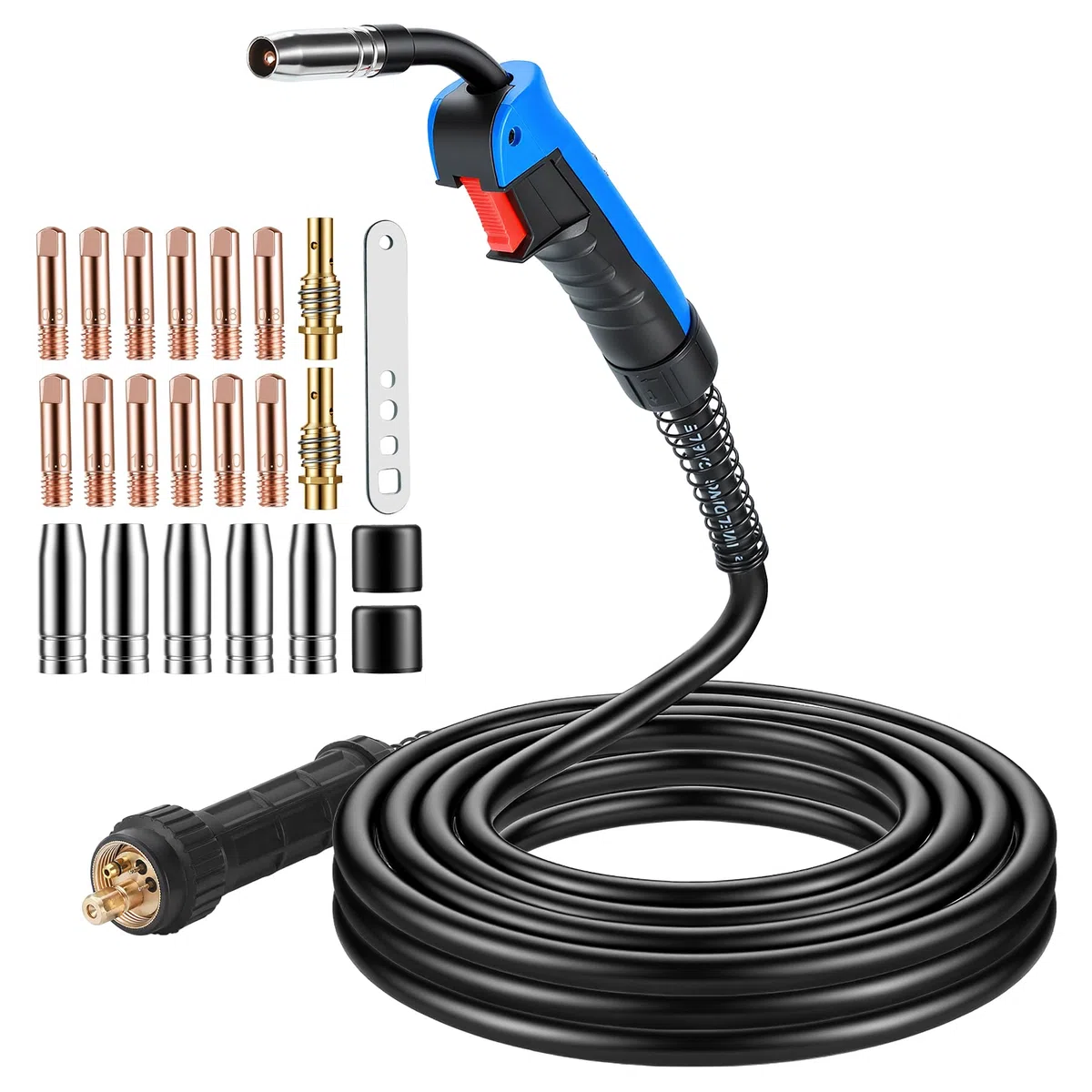 Antorcha soldadura hilo MIG MAG 15AK de 5 M con Juego de 22 Accesorios para antorcha MIG, con Conector Europeo, 180A para Soldadura CO₂/Argón en Taller e Industria