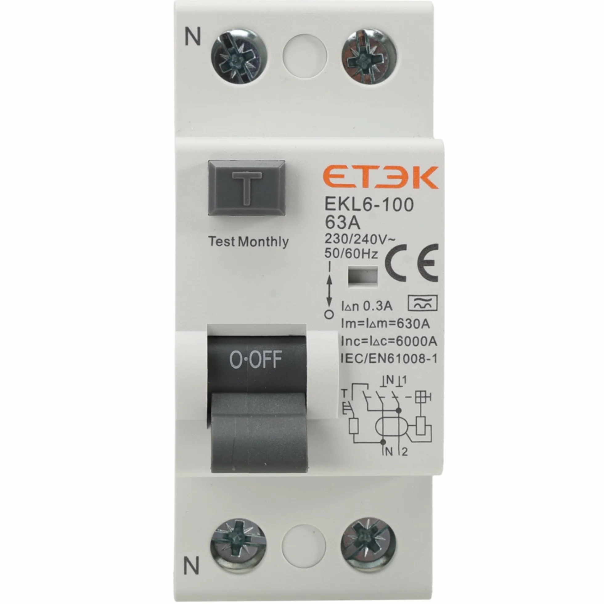 Interruptor Diferencial Superinmunizado 63A 300mA Tipo A 1P+N 6kA Protección Incendios Fugas
