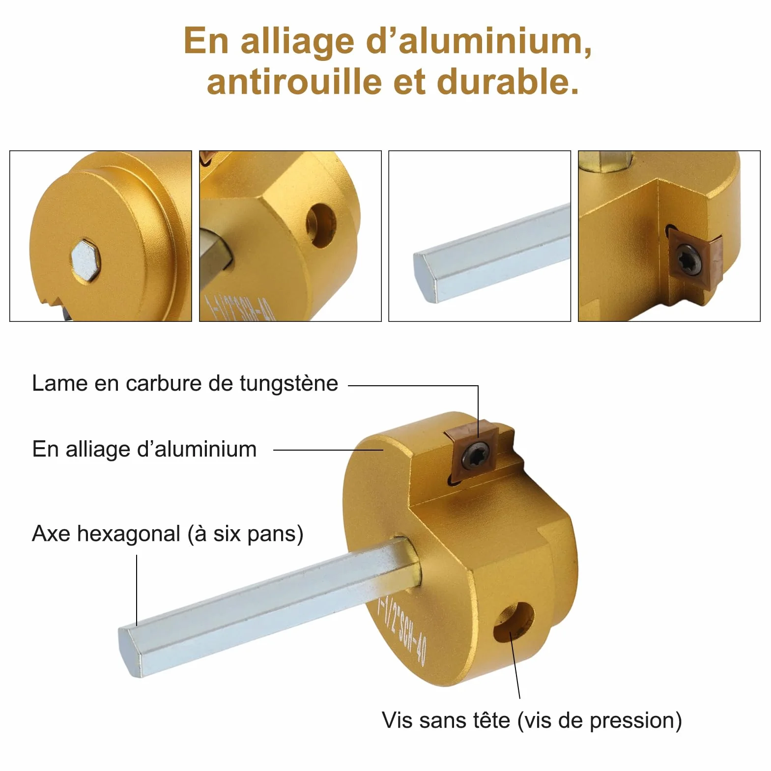 Kits de escariador de tubería de PVC de hoja equilibrada, protector de montaje de PVC, escariador rápido y fácil ahorrador de cubo para fontanería (1-1/2 pulgadas)
