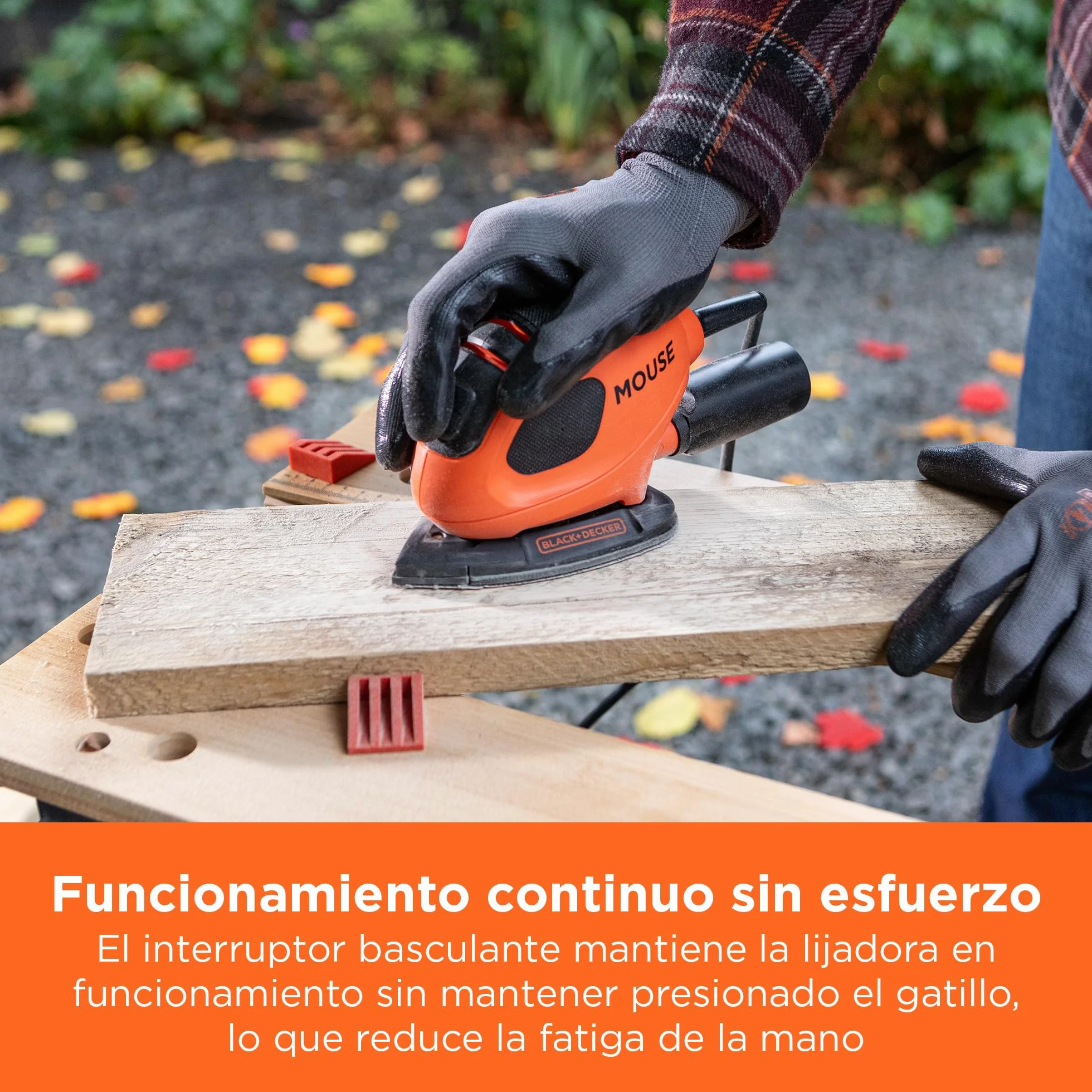 BLACK+DECKER Lijadora de Detalle Mouse 55 W, 11000 RPM, 1.5 mm Órbita, Velcro, 15 Accesorios, BEW230BC-QS