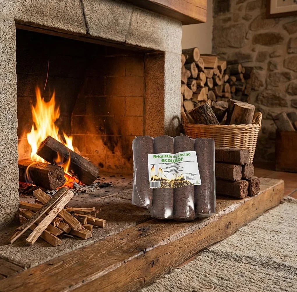 Suinga Briquetas de Madera Ecológicas Encina 14 Kg – Briquetas para Chimenea, Combustible Natural para Estufas y Chimeneas