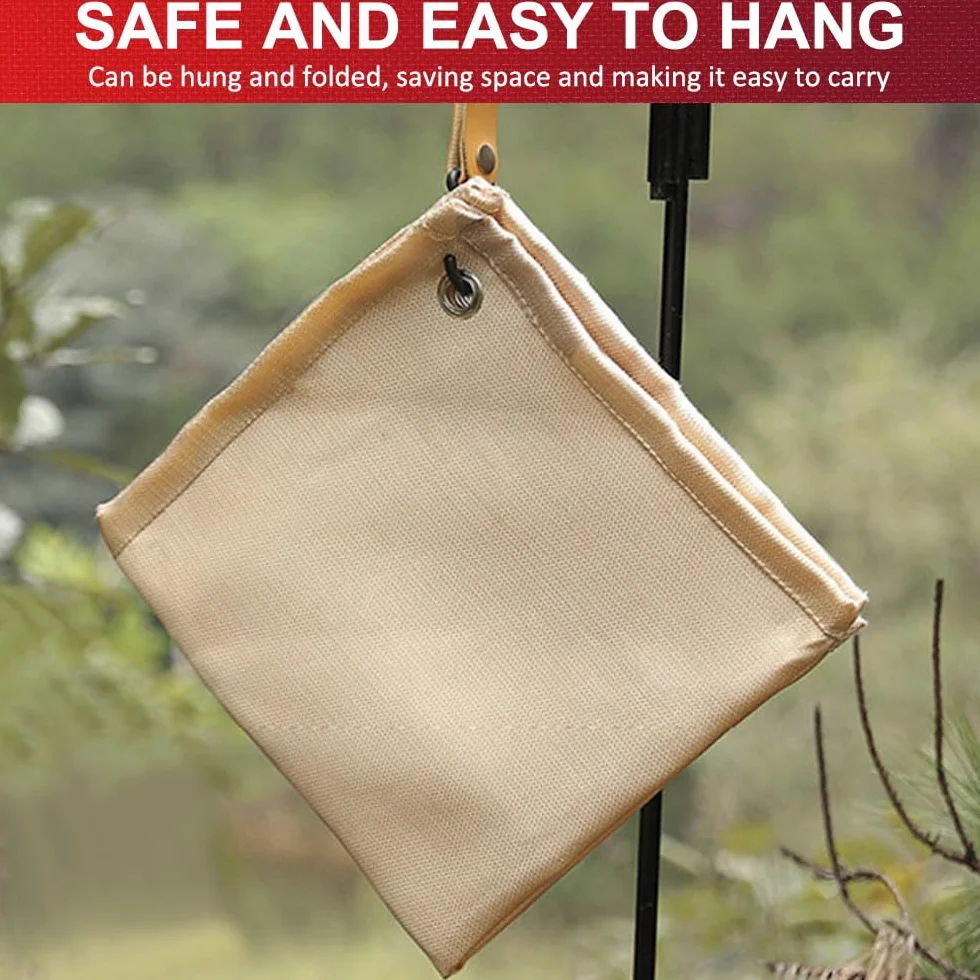 Manta Ignifuga Soldadura, 1.2m x 1.8m Manta de Protección de Soldadura con Ojales, hasta 550℃ - 1000℃, Manta Ignifuga contra Incendios, para Uso Industrial y Doméstico