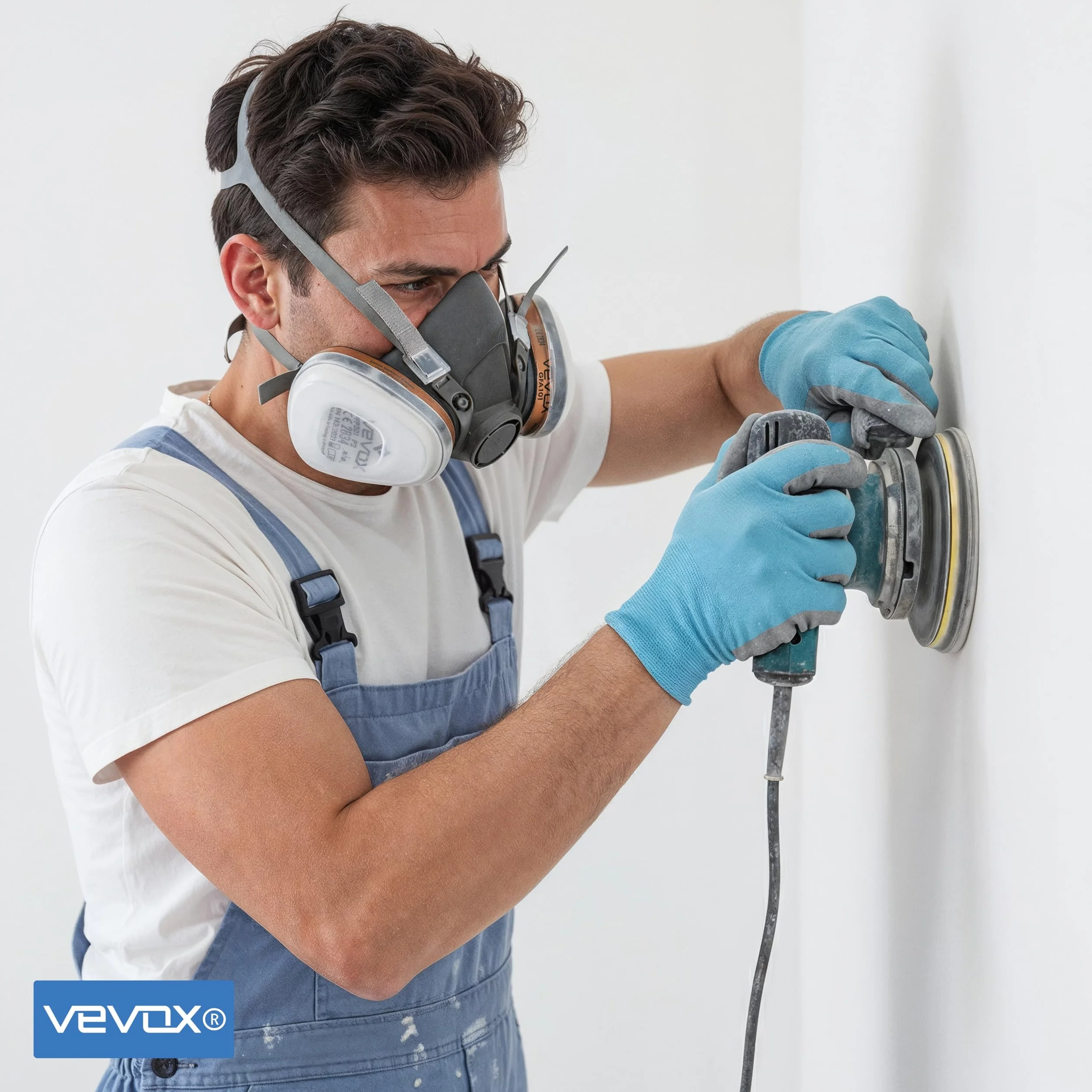 VEVOX® Máscara respiratoria con filtro A1P2 – Protección contra gases, vapores y partículas finas de polvo – Ideale para pintura, lijado y obra – Con 6 filtros P2 antipartículas y 2 A1 antigás