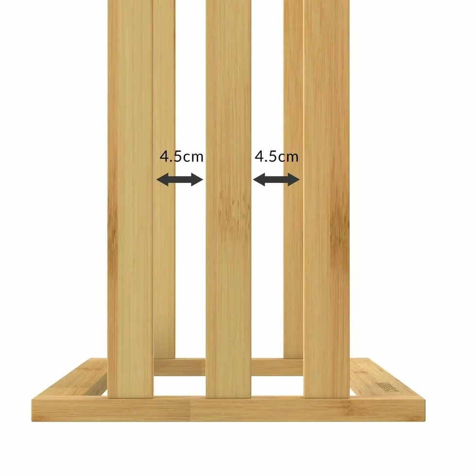 CASARIA Toallero de Pie Madera de Bambú 3 Barras Acero Inoxidable 84x46x24cm
