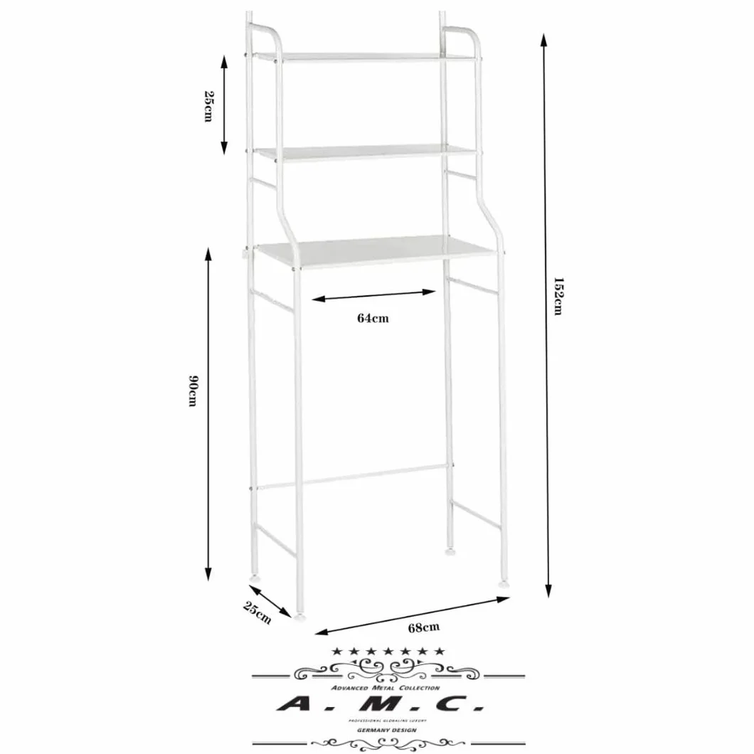 A.M.C. Estantería de baño 3 estantes blanco resistente para lavadora ahorro espacio almacenaje