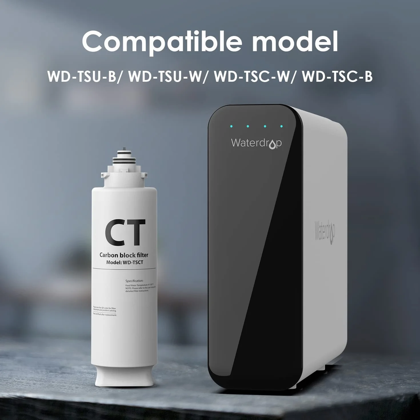 Waterdrop TSCT Filtro de agua bajo el fregadero, reemplazo para TSU-W TSC, sistema de 3 etapas, 7500 L, 1 paquete